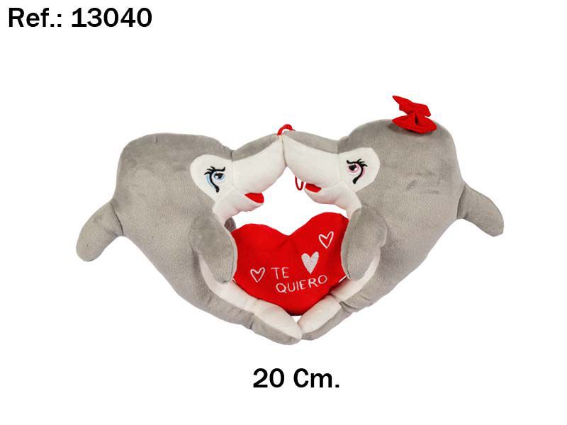 Pareja delfin corazon 20cm. (1)(36)